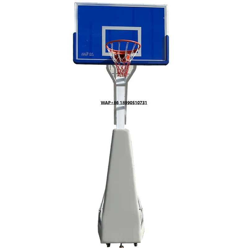

Hot Sale Portable Manual Hydraulic Basketball Hoop Height Adjustable Stand Tempered Glass Backboard for Home Use