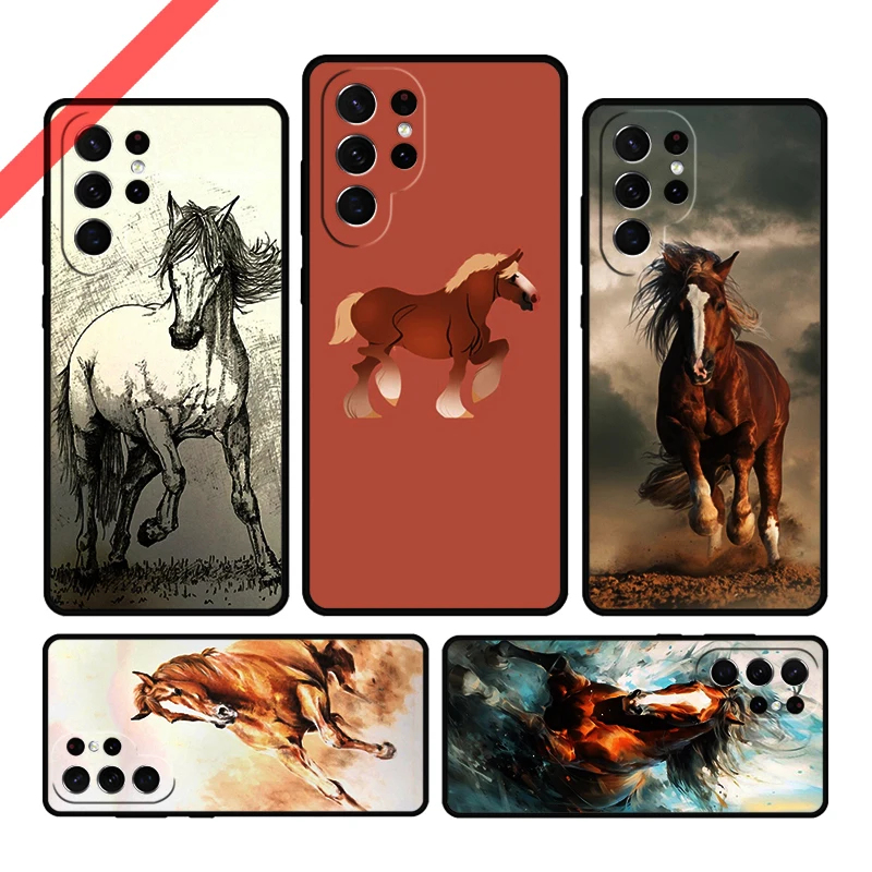 Galloping Horse Phone Case For Samsung Galaxy S20 FE S21 S10 S23 Plus S24 S22 Ultra Coque Note20 Note10 S9 S8 Cover Capa