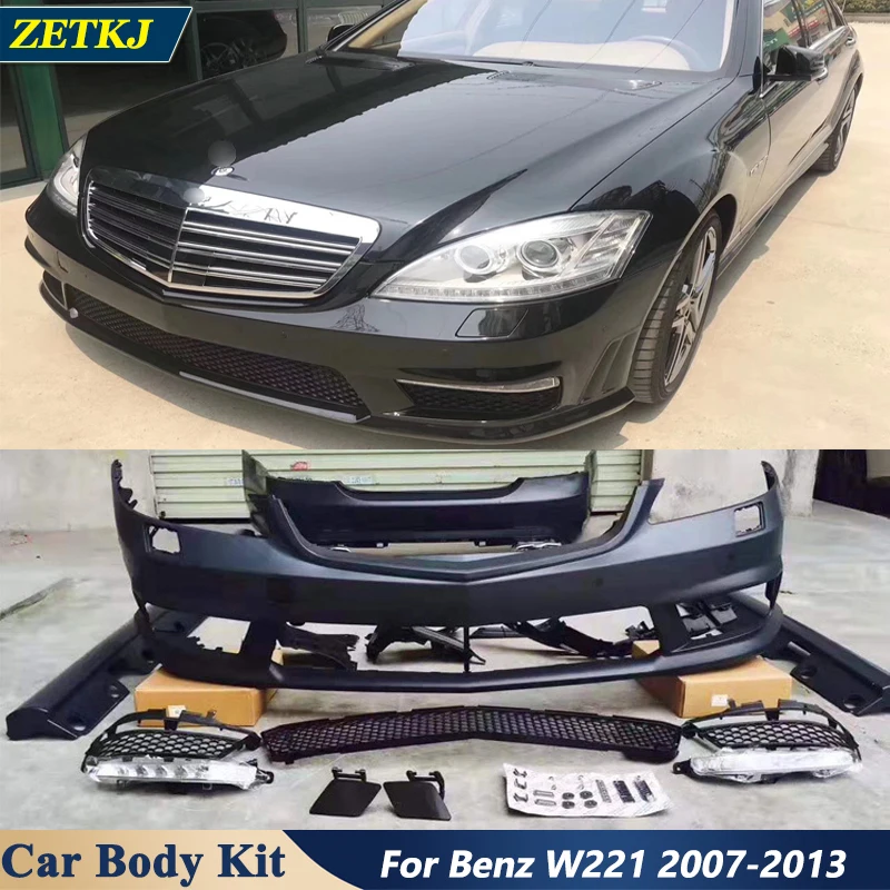 

W221 Modify to S65 AMG Style Car Body Kit Unpainted PP Material Front Rear Bumper Side Skirts Grille For Benz W221 S Class 07-13