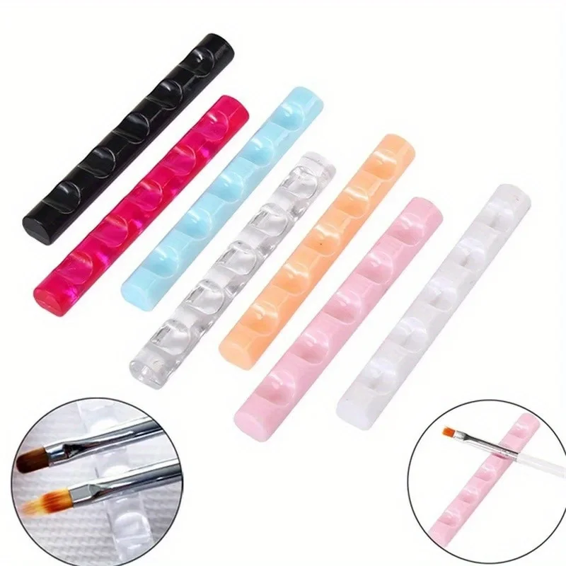 5PCS Random Color Mini Nail Brush Holder Portable Manicure Tool Set Desktop Organizer for Nail Artists