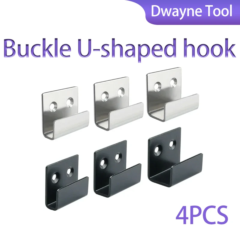 

4pcs Stainless Steel Ceramic Tile Display Holder - Corner Bracket, Wall Mount Buckle & U-Shaped Hangers Fastener