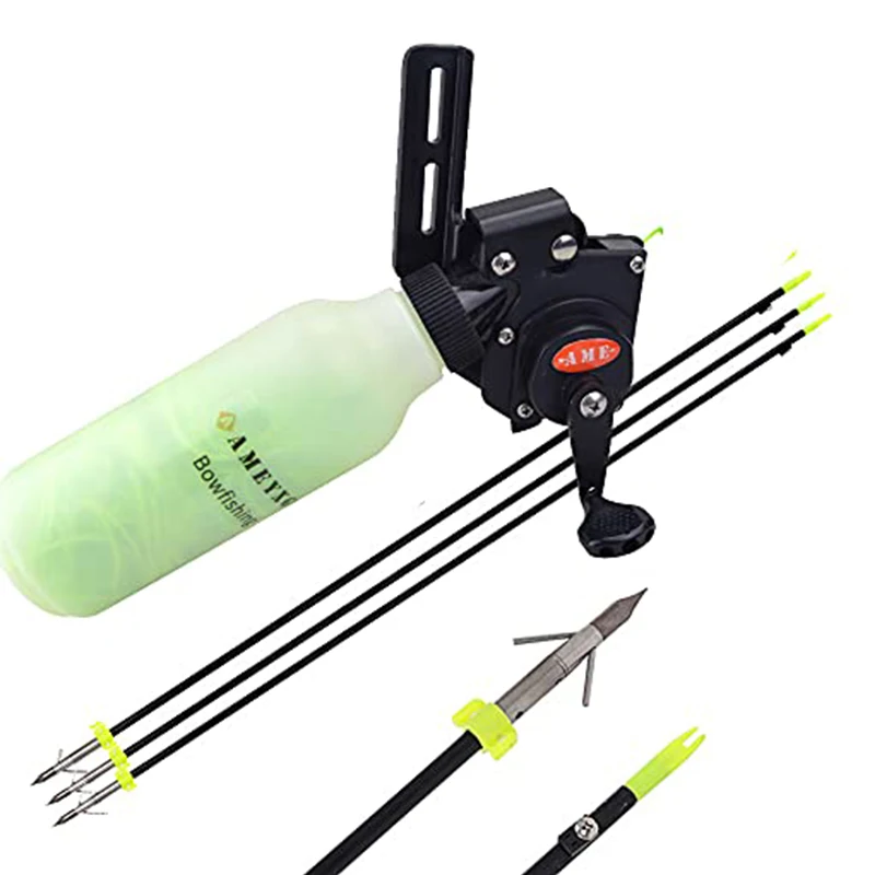 Juego de carretes de pesca Bowfishing, cuerda de 40m, con 3 piezas Bowfishing herramienta de pesca, arco compuesto de Tiro con Arco recurvo, cuerda