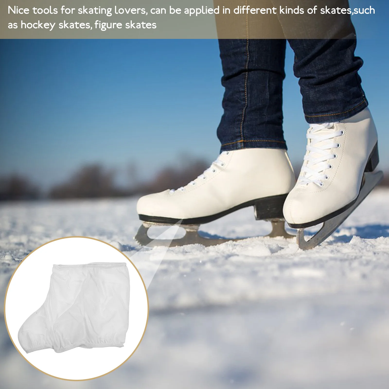 

Elastic Skate Boot Covers Size M White Skate Shoe Protector Anti-Scratch for Hockey Figure Ice Skates Elastic Skating Shoe Cover