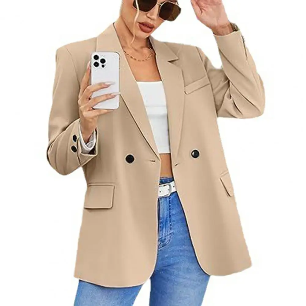 Chaqueta de estilo Formal para mujer, abrigo de traje de talla grande con solapa y cierre de botón, para otoño y primavera