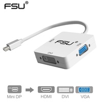 FSU 3 in 1 Mini DP DisplayPort to HDMI-compatible VGA DVI Adapter Mini DP Cable Converter for MacBook Pro Air Mini DisplayPort