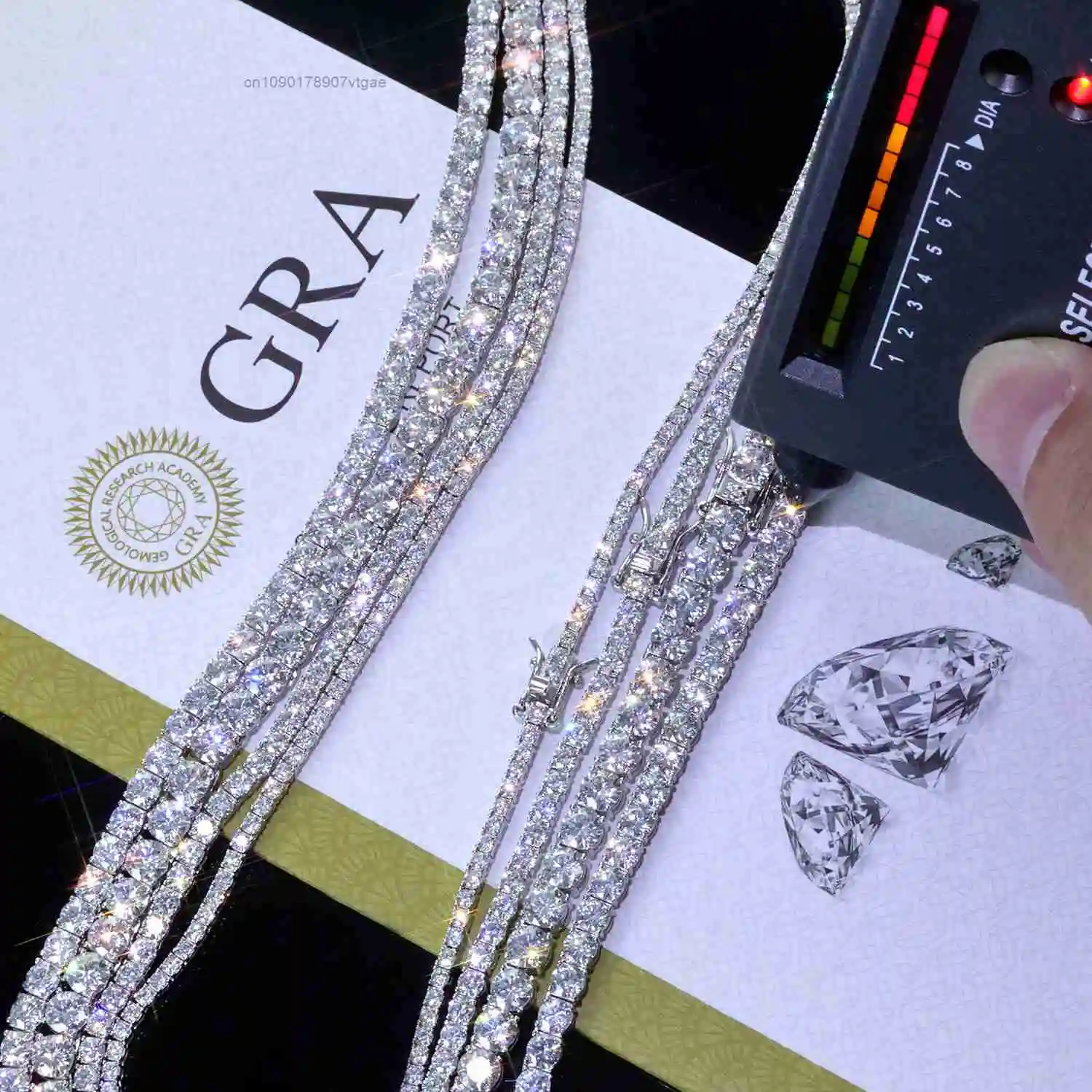 Hip NUOYA Hop Jewelry 925 Silver VVS Moissanite Tennis Chain Necklace 2/3/4 MM Iced Out Diamond Tennis Chain Pass Diamond Test.