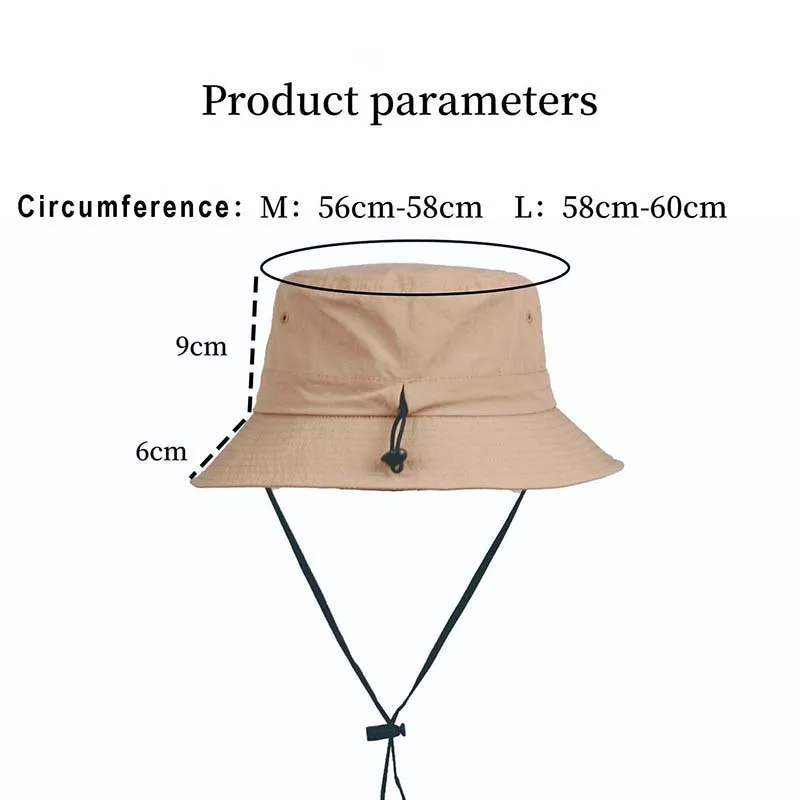 الصيف الخريف طوي المحمولة نزهة تنفيس قبعة صيد Sunsuade قبعة بحافة التنزه حزام الذقن سريعة الجافة عينة بنما قبعة