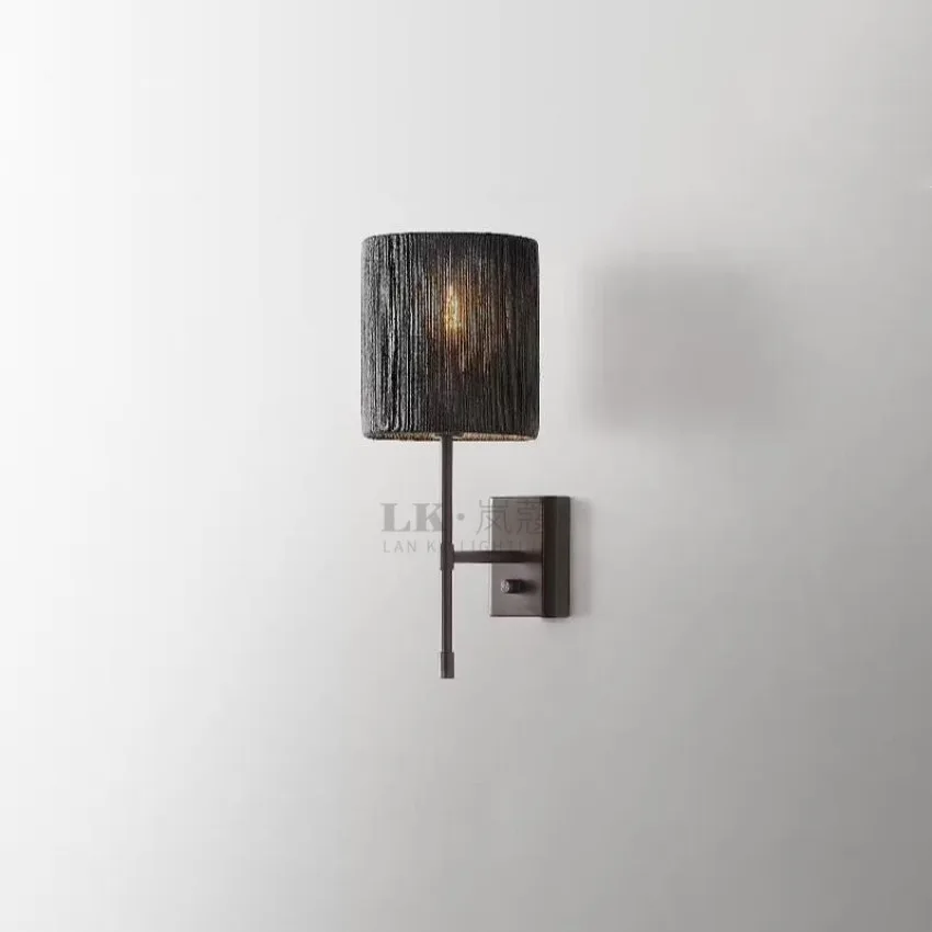 copper American hemp rope lampshade wall lights bedroom bedside lamp living room feature wall sconces lights corridor fixtures