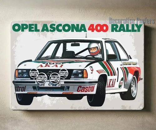 Opel Ascona 400 Rallye-Rennwagen Metallposter - Garagen-Blechschild