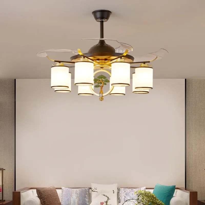 SOFEINA Modern Stealth Fan Light Luxury Living Room Restaurant Bedroom Ceiling Fan Light Remote LED Electric Fan Light image 2