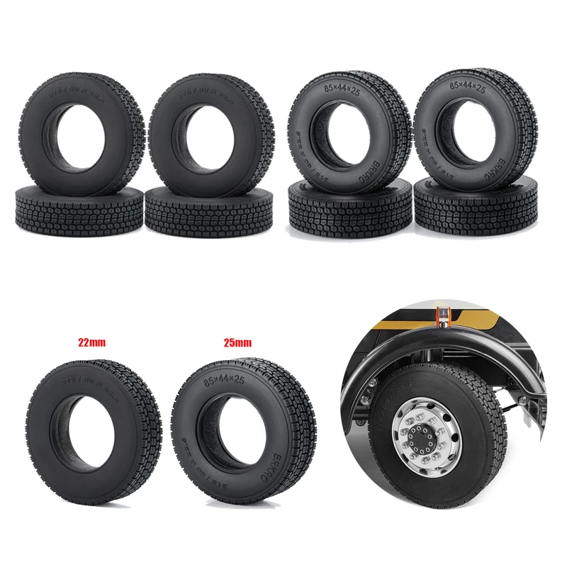 

RCGOFOLLOW Front Rear Rubber Tyres Wheel Rims Tires 25 22.5MM for Tamiya 1:14 RC Trailer Tractor Truck LMT 4WD RC Upgrade Parts