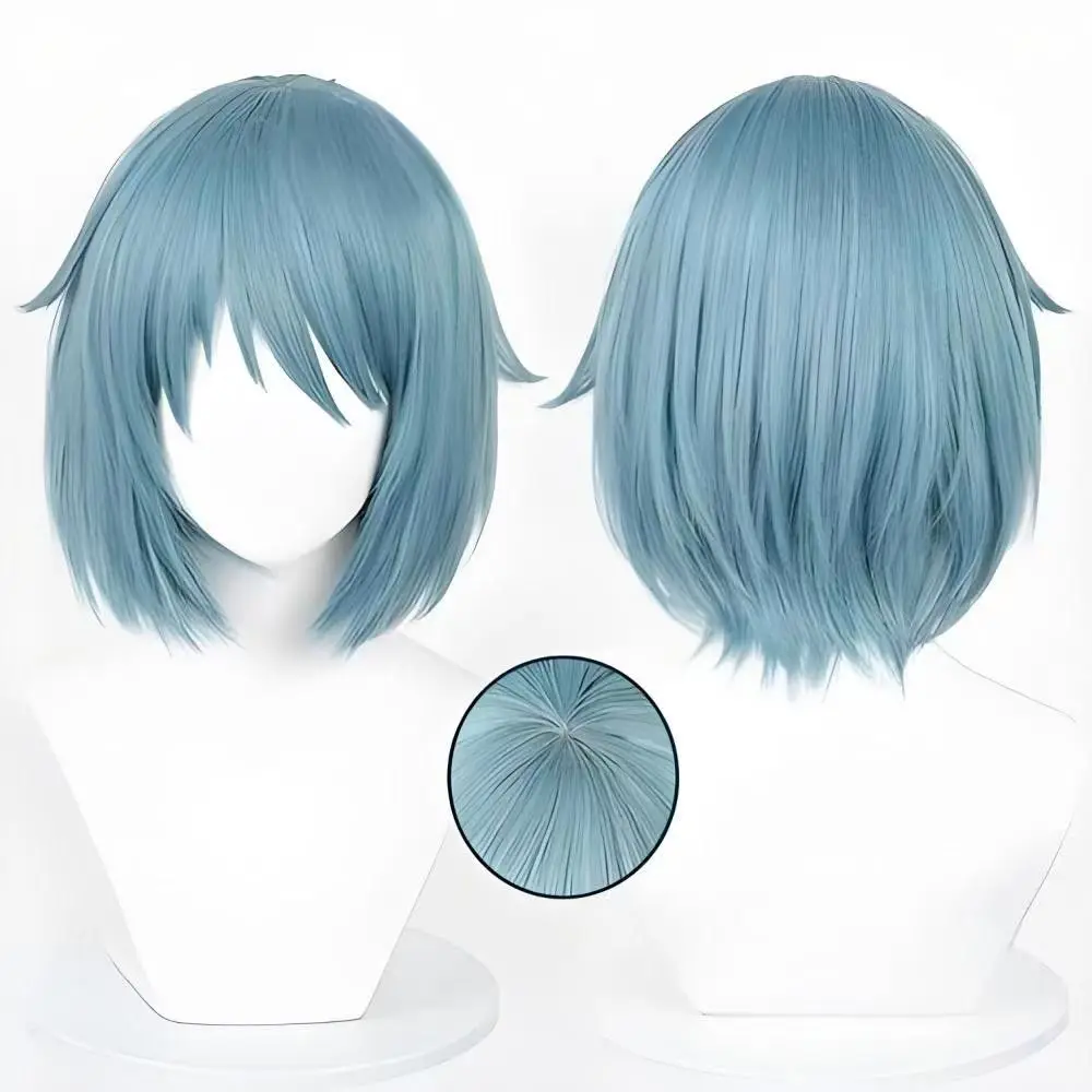 Puella Magi Madoka Magica Sayaka Miki Cosplay Wig Light‑Blue Short Bob Wig High‑Temperature Synthetic Wig For Halloween Party
