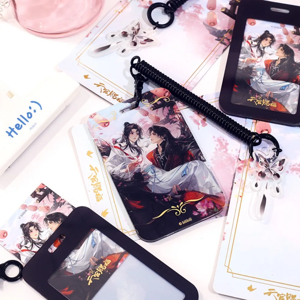 حامل بطاقات أكريليك من Heaven Official's Blessing - بضائع أنيمي مع غطاء حماية لبطاقة الأبعاد بحبل زنبركي للمعصم
