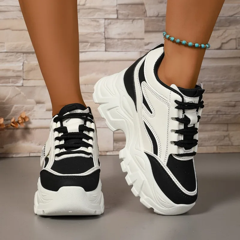 

2025 г., хит продаж, модная новая женская обувь, дышащая повседневная обувь на толстой подошве, удобная весенне-осенняя обувь на низком каблуке