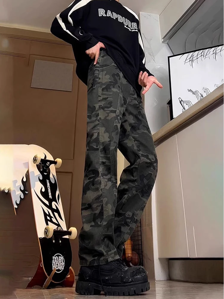 

Ретро американские камуфляжные облегающие джинсы мужские летние тонкие рабочие брюки Cleanfit расклешенные брюки прямые повседневные джинсы