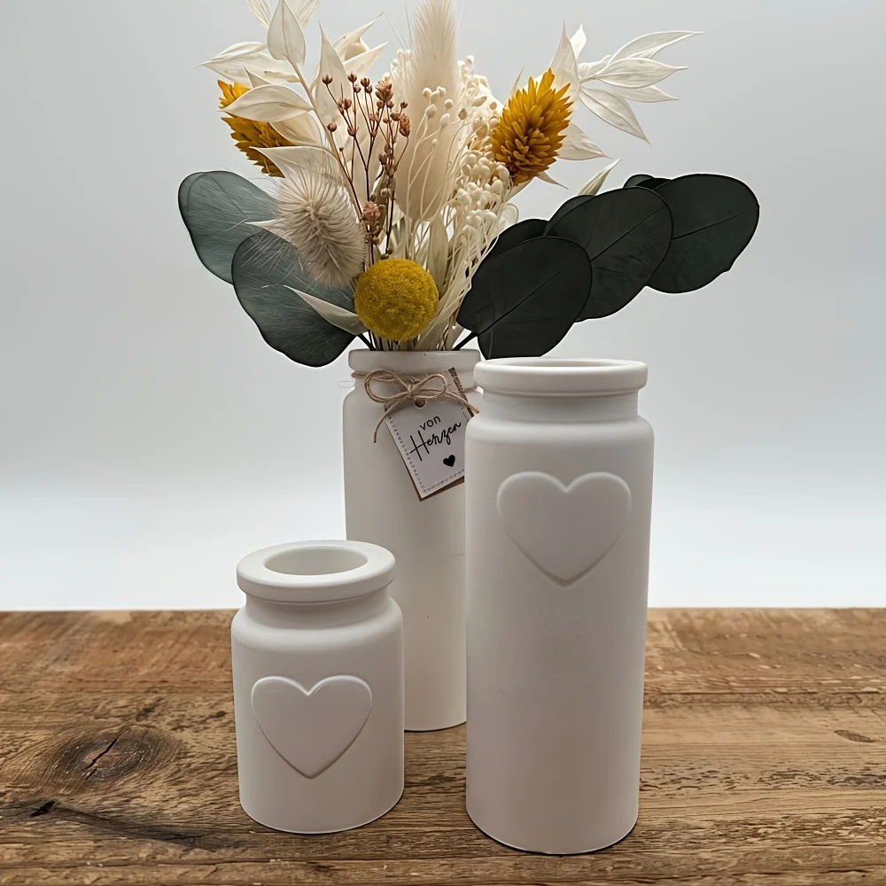 3 Stück Silikon-Liebesvase-Form – DIY-Kerzenständer und Kunsthandwerk, herzförmiges Design, Vase-Silikonform