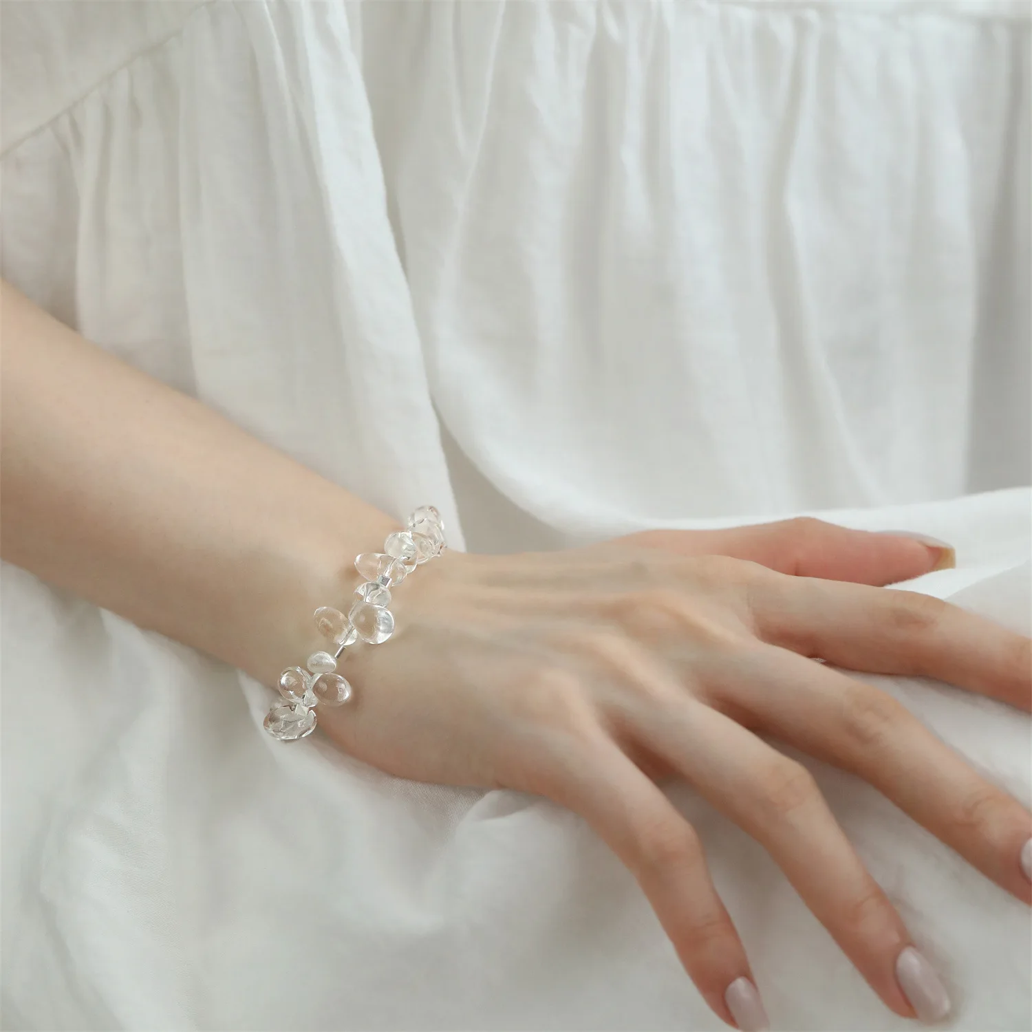 925 Sterling Silver Bracelet Clear Irregular Ball Half Bangle Geometric For Woman Girl Fashion Jewelry Gift Dropship Wholesale