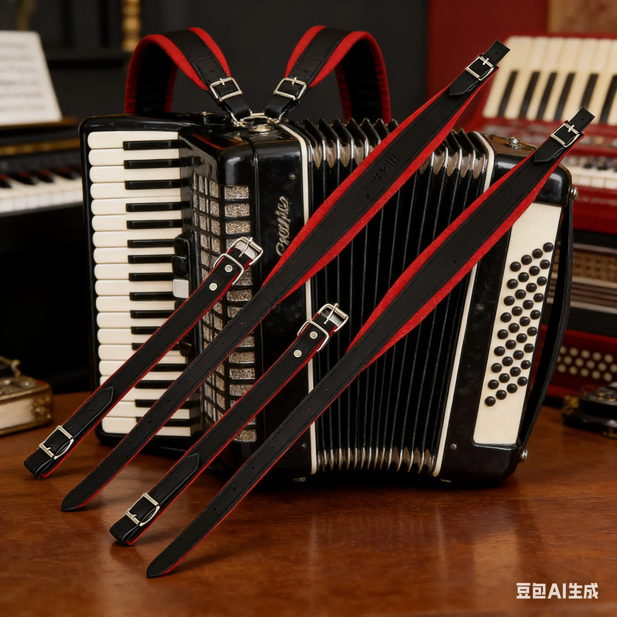 1pc Accordion Strap 84-101x5.5cm Leather Flannel Multi-Purpose Adjustable Shoulder Strap For Accordions Ranging From 16-120 Bass
