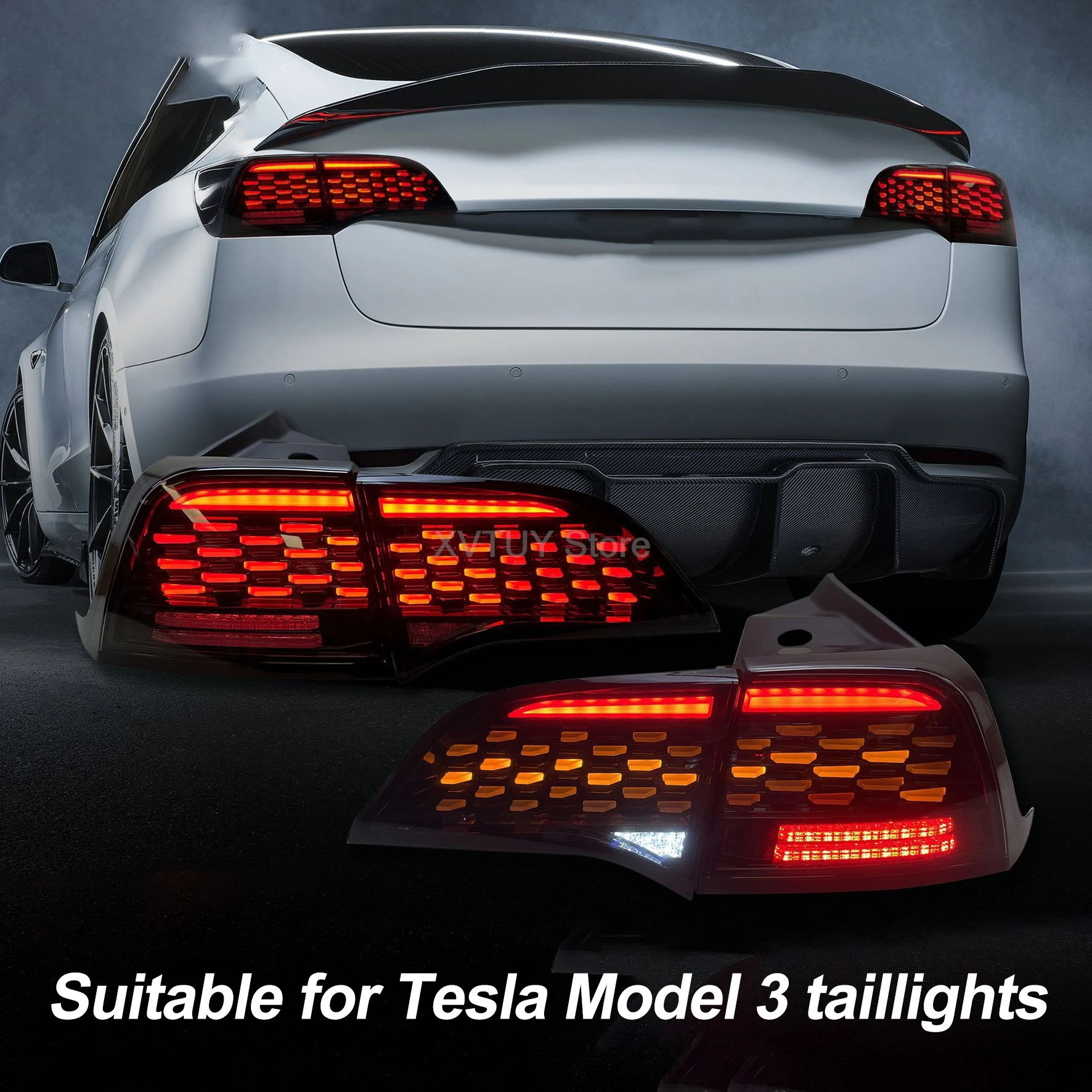 LED Tail Lights For Tesla Model 3 Y 2019-2022 Modified Rear Taillight Flowing Turn Signal Dynamic DRL Auto Lamp Car Accessories