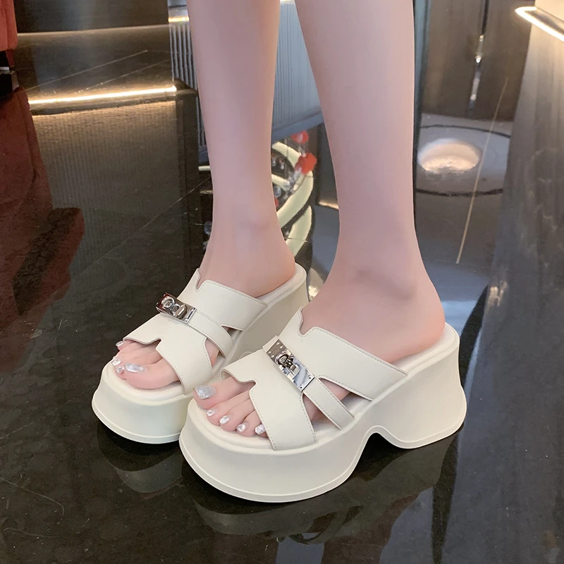 

Женские шлепанцы-сандалии на платформе с пряжкой, на толстой подошве, новые летние повседневные пляжные шлепанцы Zapatos Mujer