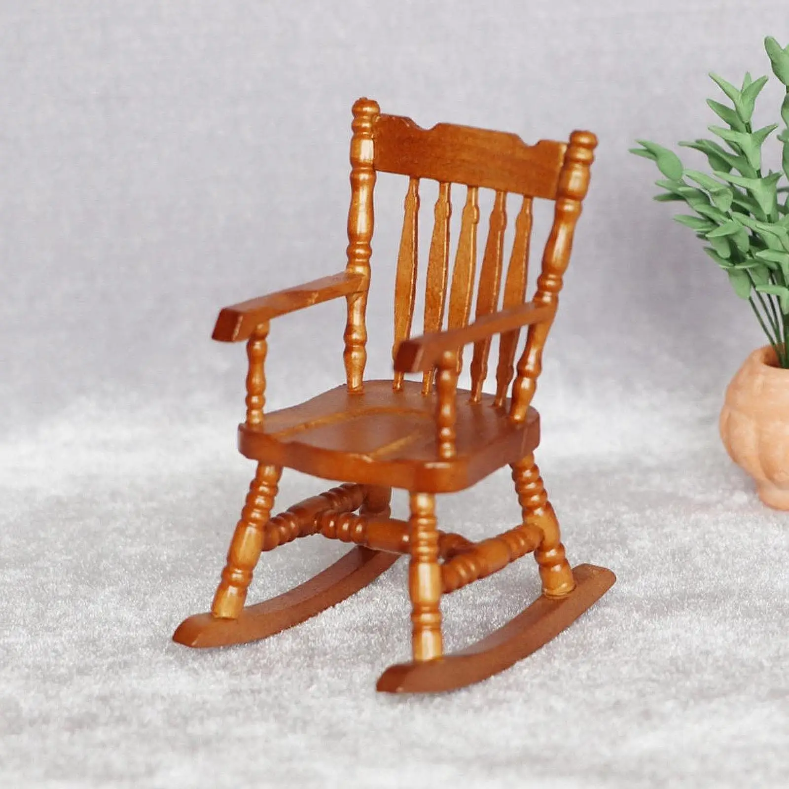 1/12 Patio Rocking Chair Scenes Craft High Back Chair for Fairy Garden DIY Projects Railway Station Miniature Scene Sand Table