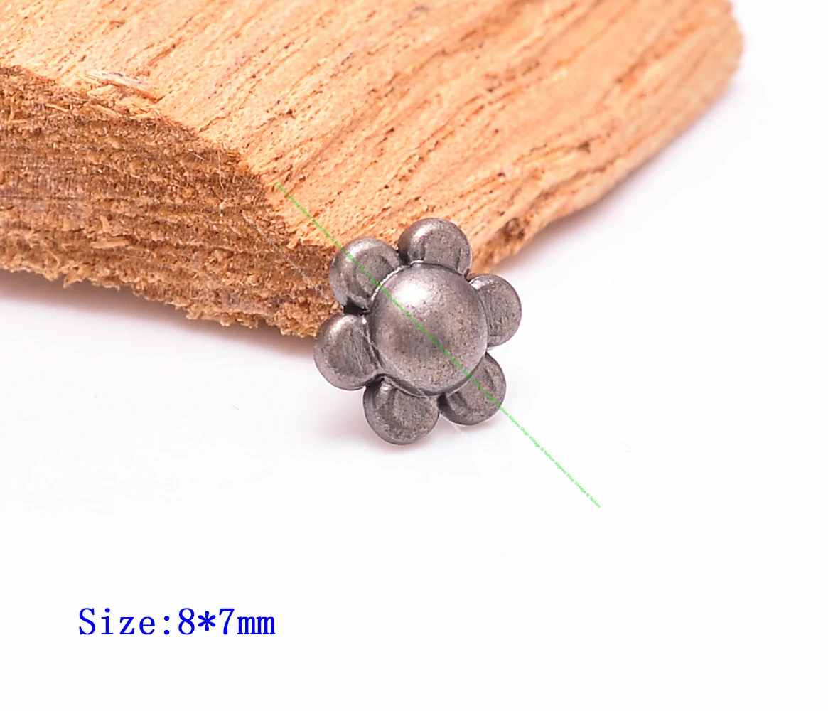 50 Pcs Vintage Silver Sun Flower Leathercraft Rivet Stud Spot Rivetback Shoe Clothing Belt Conchos Decor Leather Work Hardware