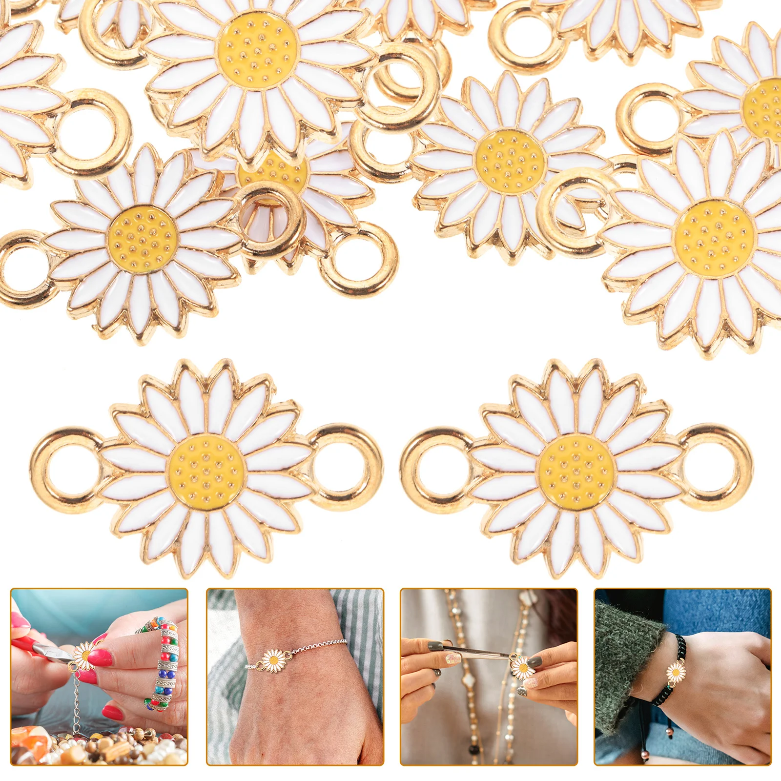 

20Pcs Alloy Jewellery Making Links Flower Shape Charms DIY Necklace Bracelet Pendant Accessories Jewellery Making Links Pendants