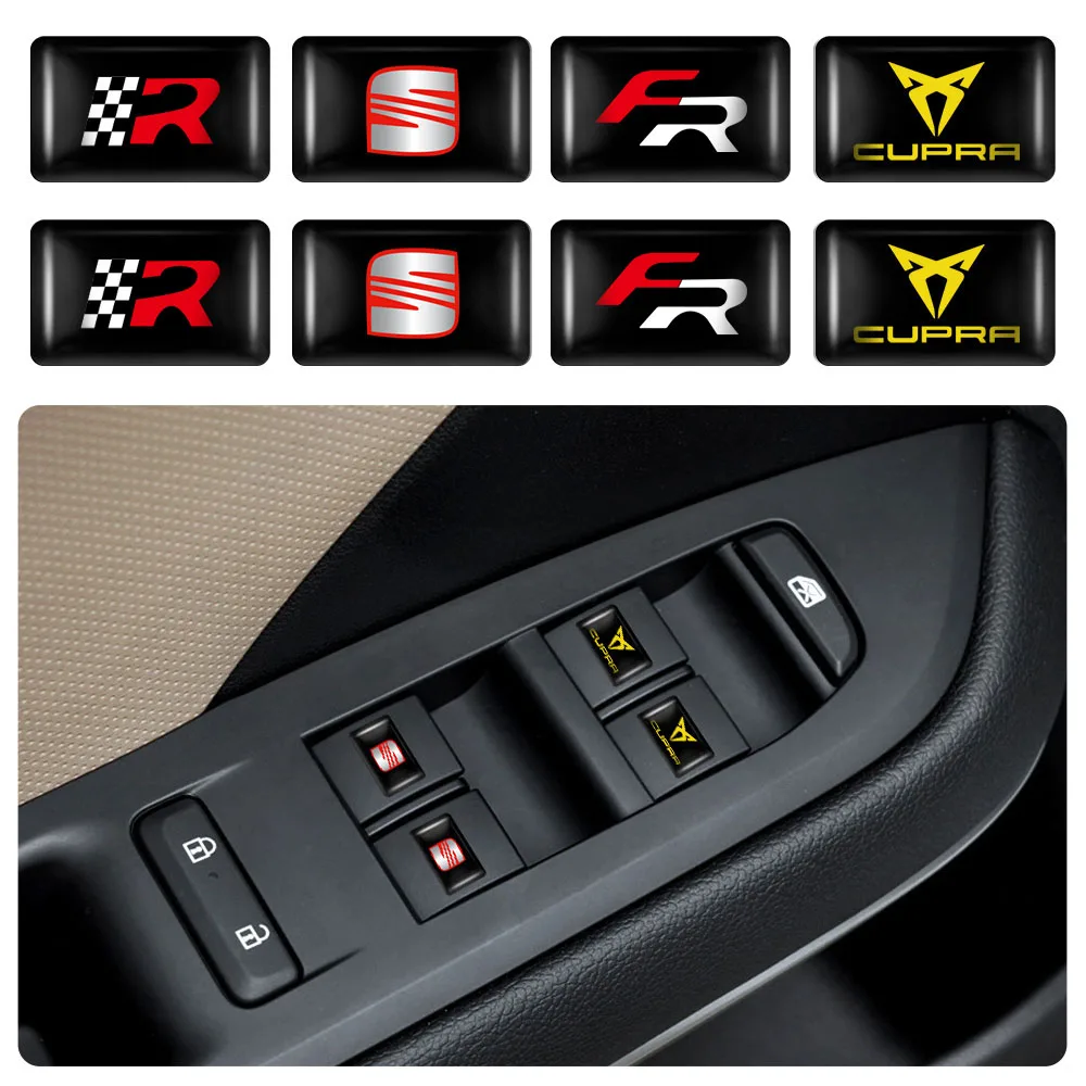 5/10Pcs 3D Epoxy Car Interior Stickers Cupra LOGO Badge Decorative Accessories For Seat Cupra FR Racing Ibiza Leon Ateca Toledo