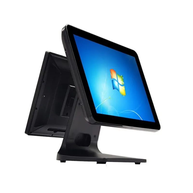 ماكينة تسجيل المدفوعات النقدية POS مقاس 15 بوصة، ماكينة تسجيل النقود المفردة والمزدوجة المثبتة على الحائط، ماكينة طلب متكاملة بشاشة تعمل باللمس