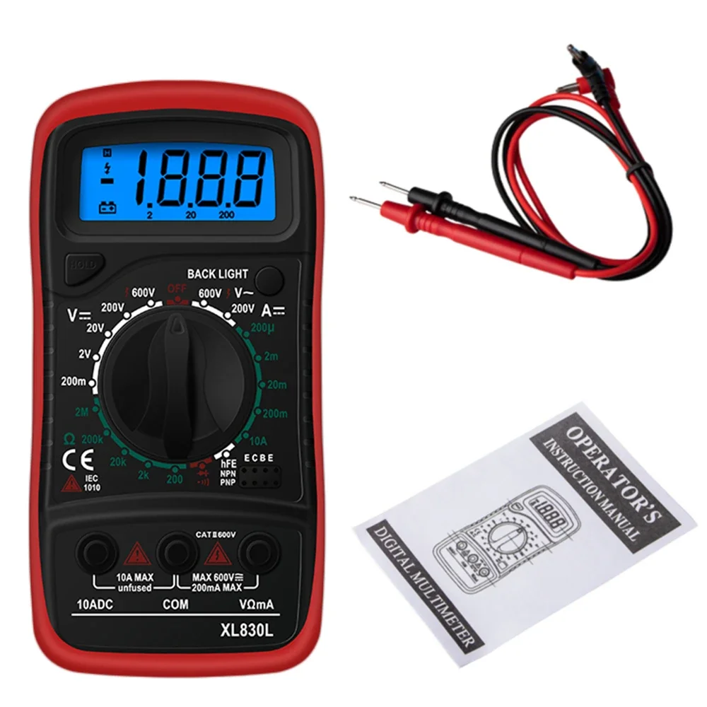 Multimeter genggam Digital LCD lampu latar portabel, Voltmeter AC/DC Ammeter Ohm voltase Meter Multimetro