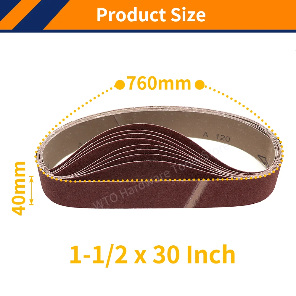 10PCS 760 * 40 mm Sanding Belts, 40-1000 Grits Aluminum Oxide Sanding Belt Sander Belt, for Polishing Wood Soft Metal Grinding