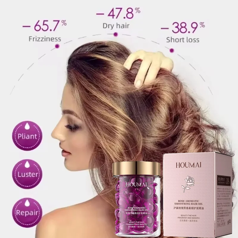 

Rose Fragrance Essential Oil Capsules Supple Dry Hair Keratin Plant Complex Oil Dry Damaged Hair Repair Female Hair Care