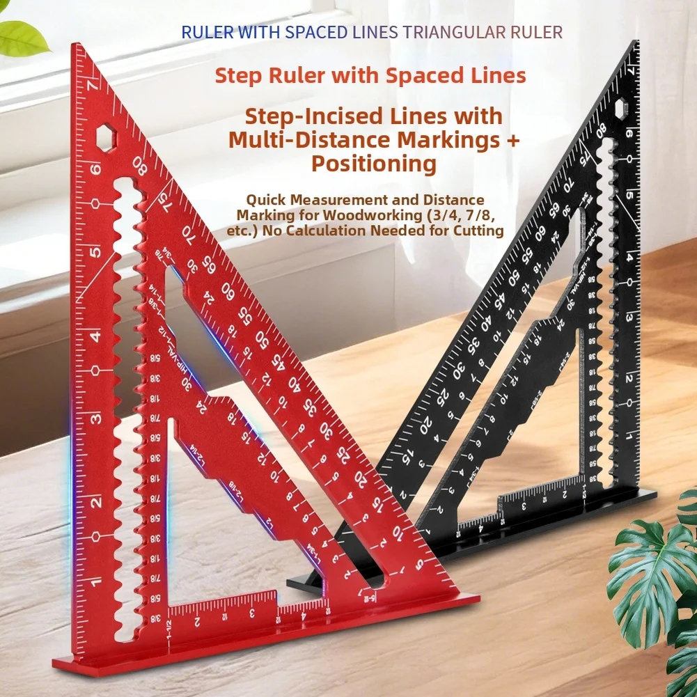 7 Inch Aluminum Alloy Triangle Ruler 45 90 Degree Precision Woodworking Measuring Tool Layout Square Hardware Accessories