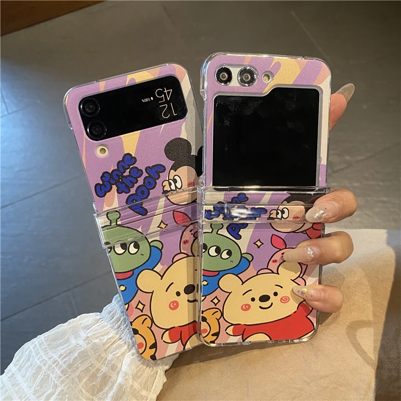 

Anime Korean Disney Toy Story Pooh Winnie Mickey Mouse Snow White For Samsung Galaxy Z Flip Fold 3 4 5 Cover Phone Case Gift