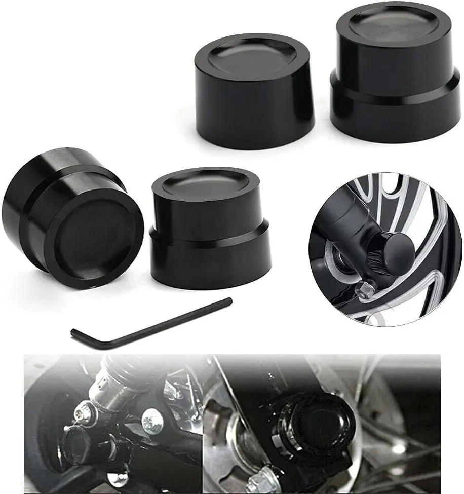 

4Pcs Axle Nut Covers Caps Front & Rear Wheel Alex Decor For Harley Sportster XL883 XL1200 Dyna Softail Fat Boy Touring Road King