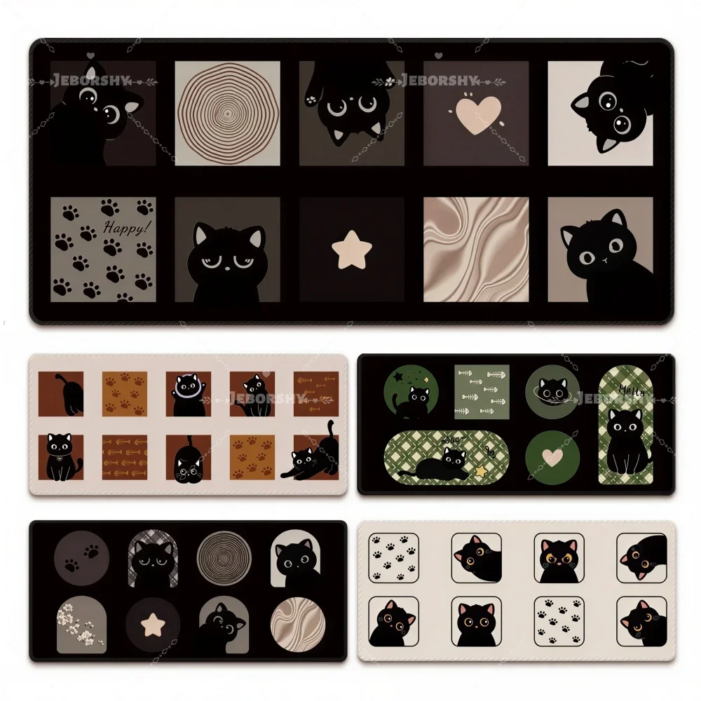 

Kawaii Black Cat Kitty Pattern Mouse Pad XXL Cute Cartoon Large Gaming Desk Mat Non-Slip Rubber Base Keyboard Pad for PC Laptop