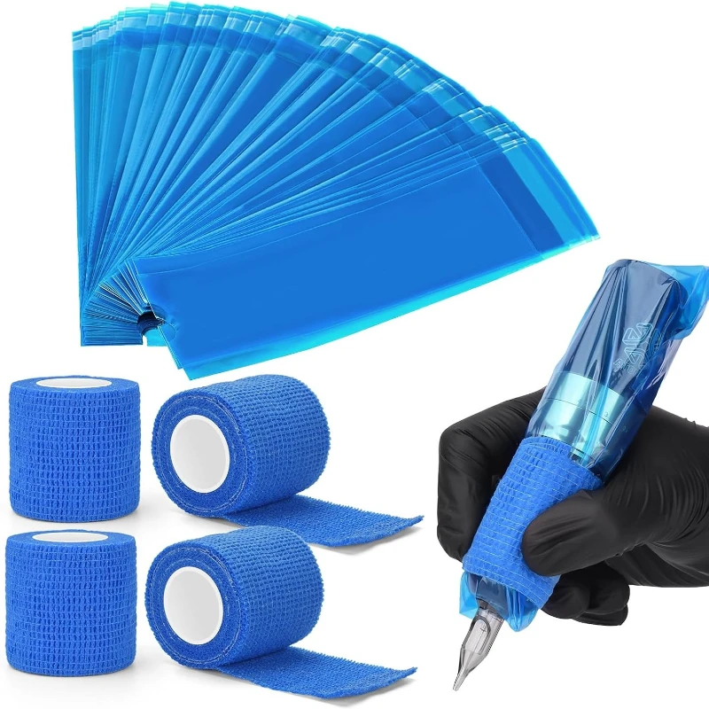 

200PCS Tattoo Pen Covers 4PCS Grip Wrap Bandages Disposable Tattoo Machine Bags Tattoo Accessories