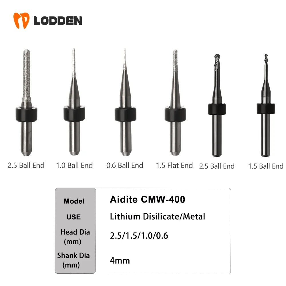 

Dental Milling Burs Aidite CMW 400 4mm Shank for Lithium Disilicate Metal D4 Grinding Drills for CMW-400 Denstist Tools
