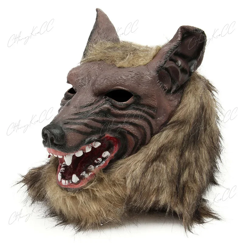 Horror Halloween Masks Latex Rubber Cosplay Wolf Head Hair Mask Werewolf Gloves Scary Costume Props Carnival Dress Up Party