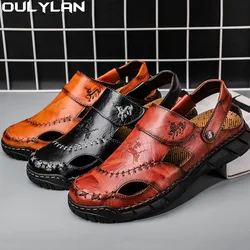 Men's Sandals Trendy Leather Beach Shoes Sandals Water Trekking Slippers Men's Shoes Flip Flops Spring Summer Large Size