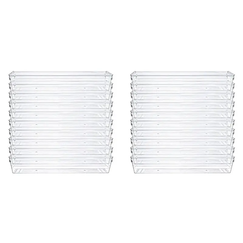 

Набор из 20 прозрачных органайзеров для ящиков 12 x 3 x 2 дюйма, разделителей для настольных ящиков, контейнеров для хранения, набор коробок для кухни