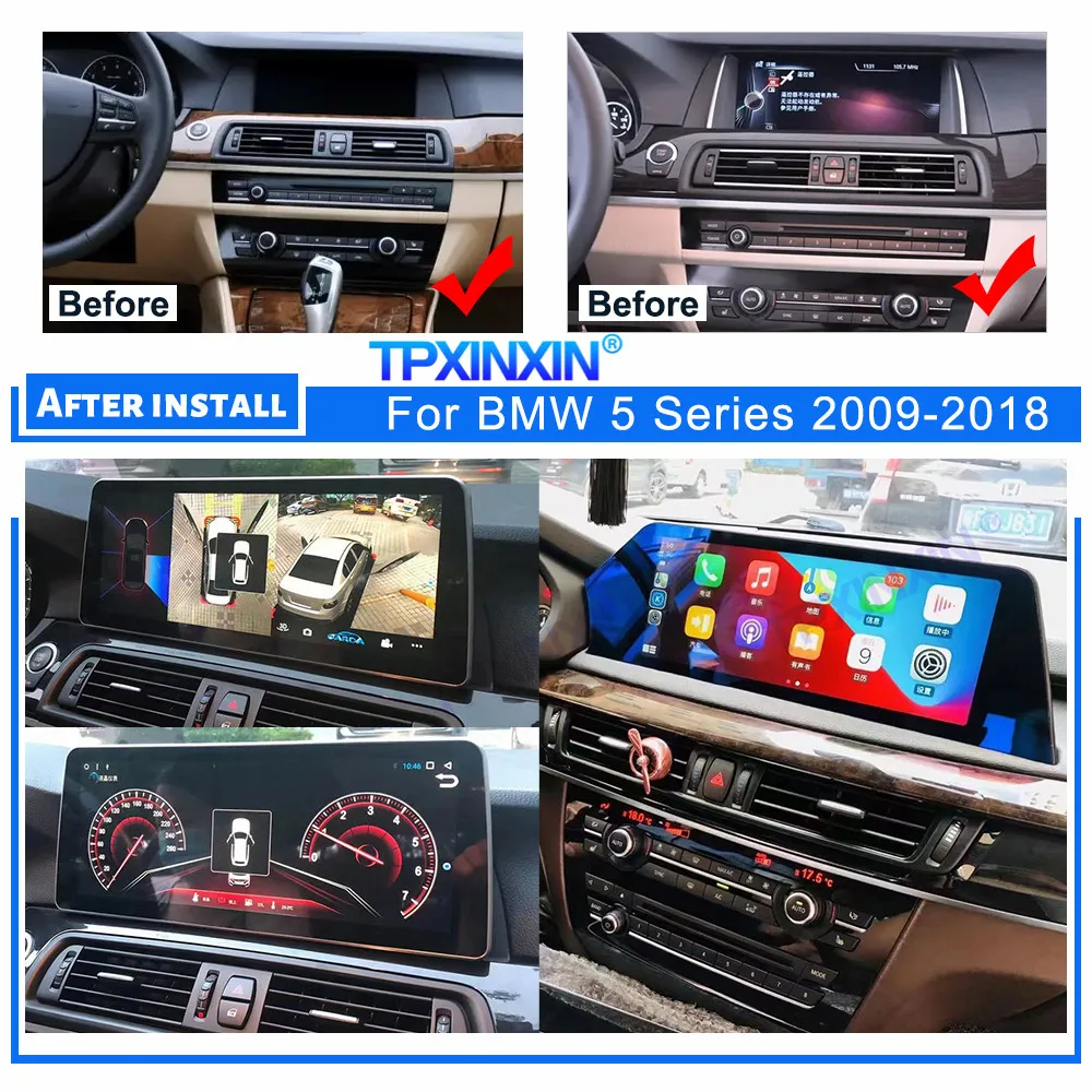 Pemutar Multimedia Mobil 12.3 "Android 11.0 8 + 256G untuk BMW 5 Seri F10 F11 2009-2017 Stereo GPS Navigasi Radio Mobil Unit Utama Carplay