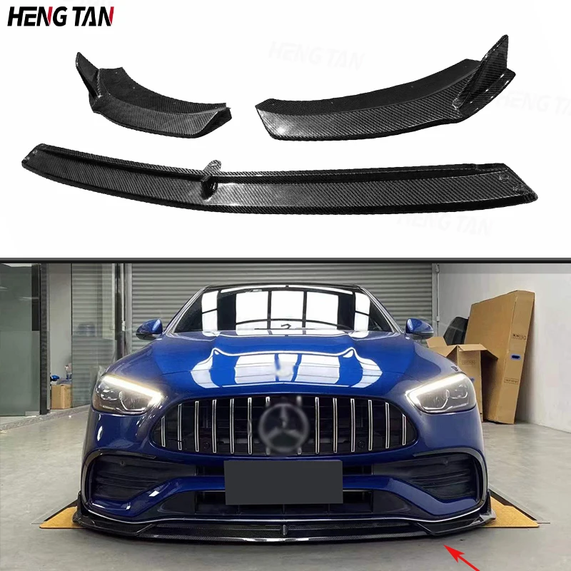 For Mercedes Benz C Class W206 C200L C220L C260L 2022+ Carbon Fiber Car Front Bumper Splitter Front Lip Chin Spoiler Diffuser