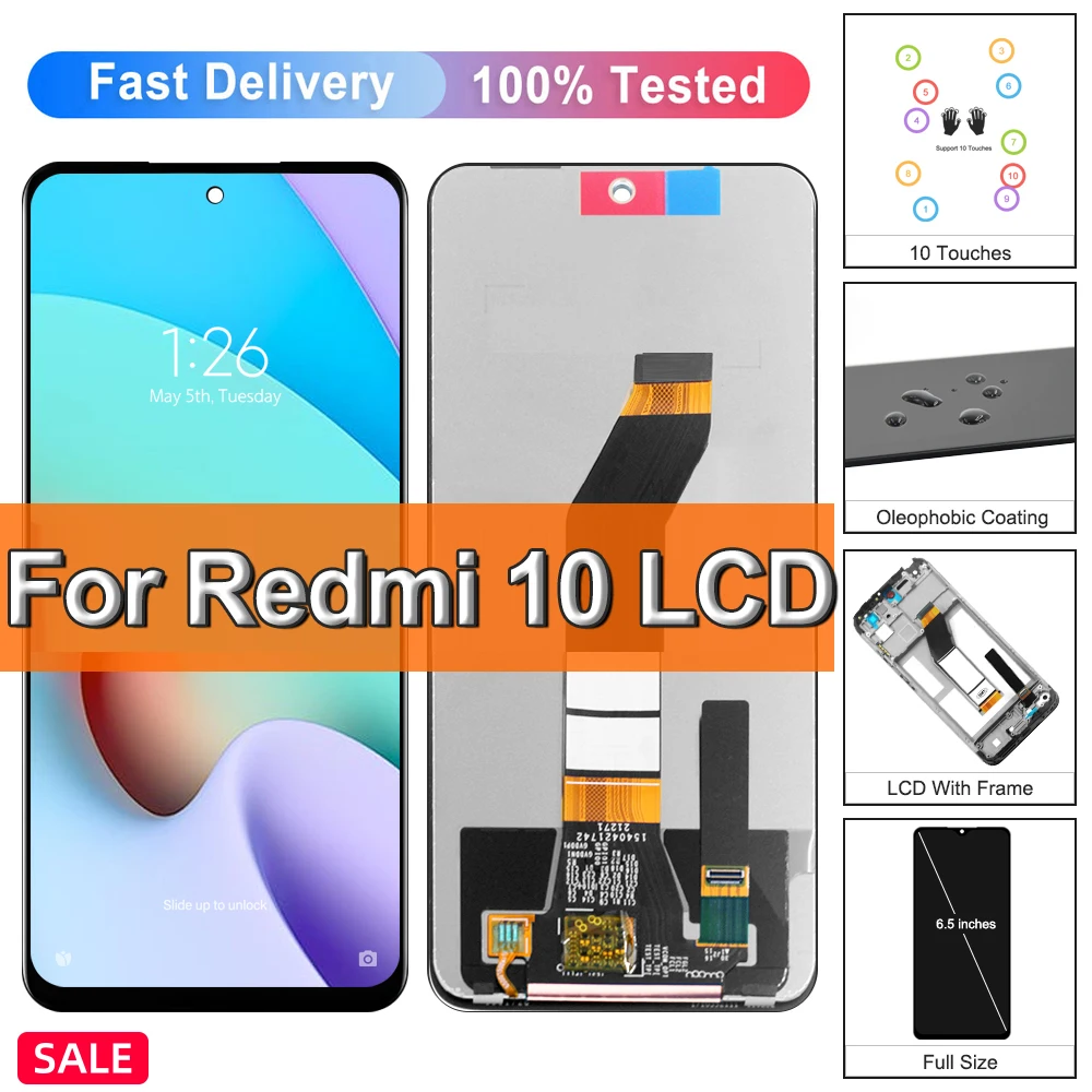 LCD da 6,5" per Xiaomi Redmi 10 21061119 Gruppo digitalizzatore touch screen con display LCD AG per la sostituzione dello schermo Redmi 10 Prime