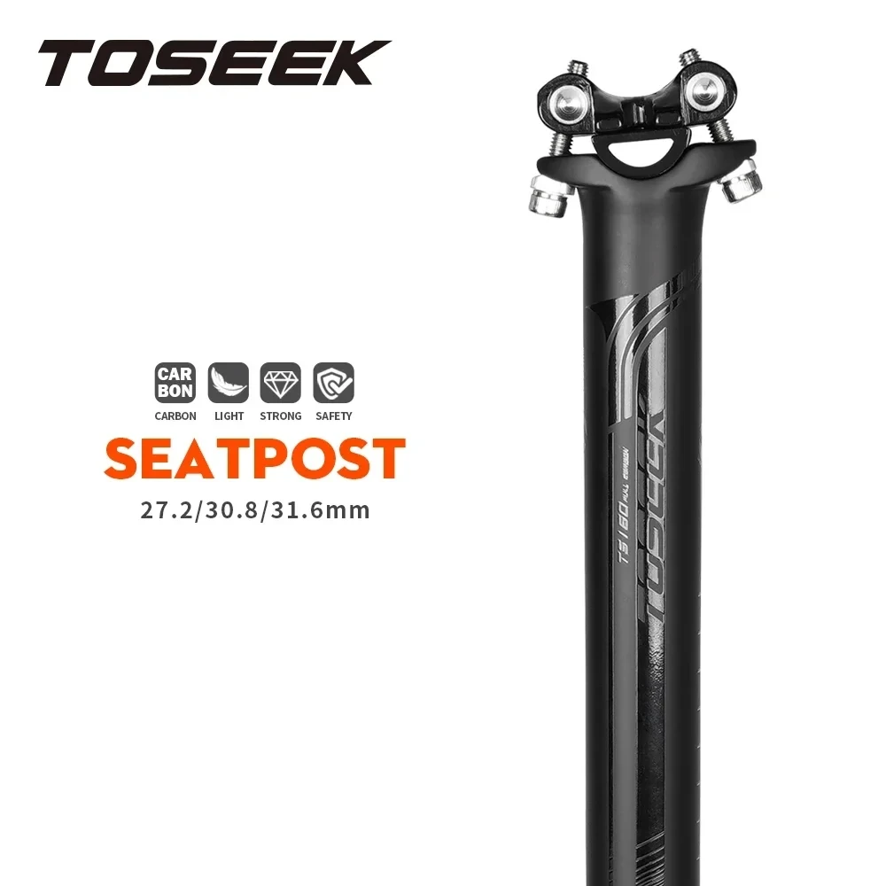 

TOSEEK Black Matte Carbon Seatpost Road Bike MTB Seat Post 27.2/30.8/31.6mm Bicycle Seat Tube Offset 0mm