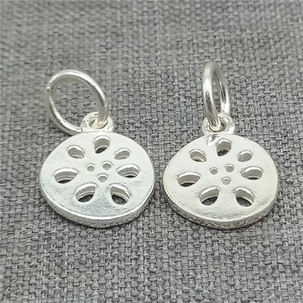 5pcs of 925 Sterling Silver Lotus Root Charms 2-sided for Necklace Bracelet