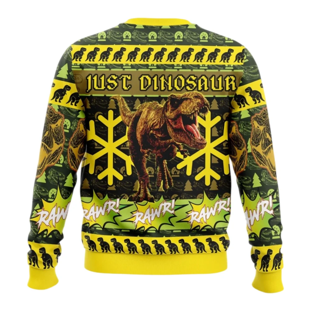 Just Dinosaur Rawr Allover Print Adult Kids Ugly Christmas Sweatshirt Casual Relaxed-Fit Soft Comfy Family Autumn Winter Gift