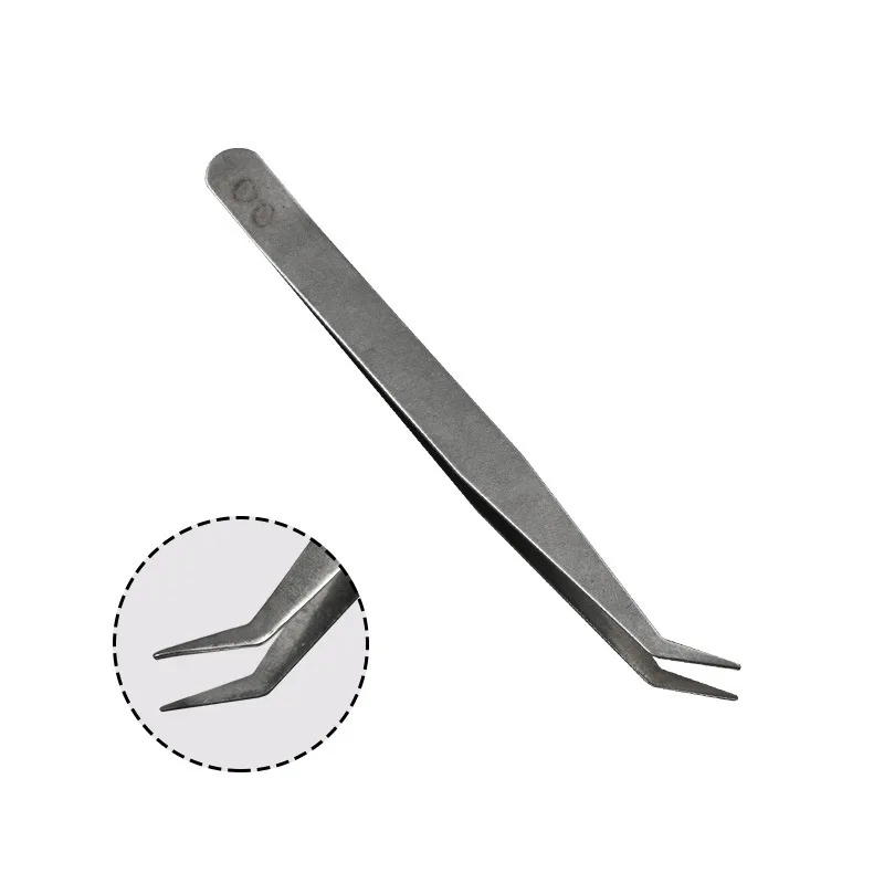 Stainless steel pointed tweezers, elbow straight household small tweezers clip thread tool, manual DIY repair tool