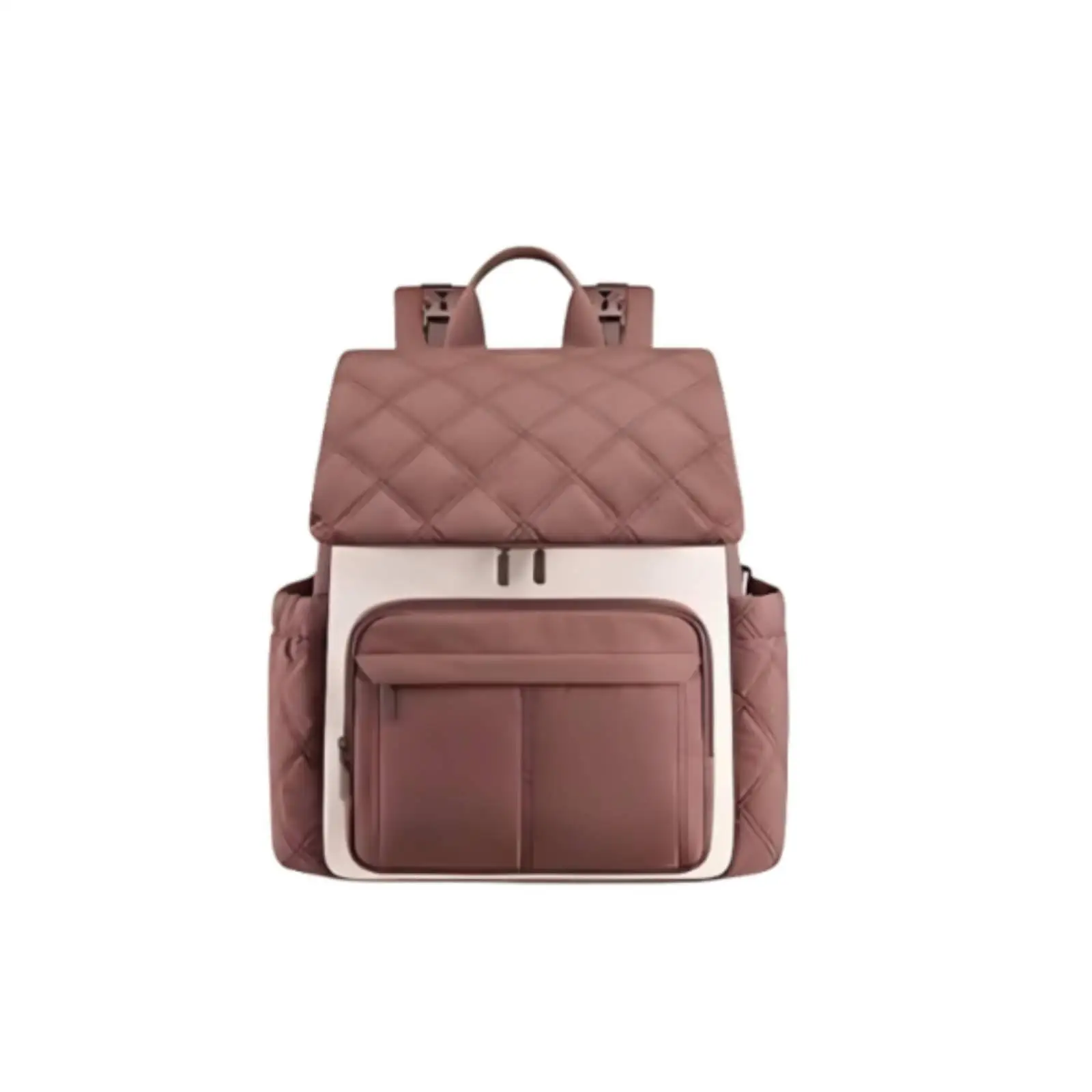 Multi-Compartment Diaper Backpack Quilted Diamond-Stitched Pattern, Roomy Wide-Opening Layout, Nappy Backpack, for Daily Use