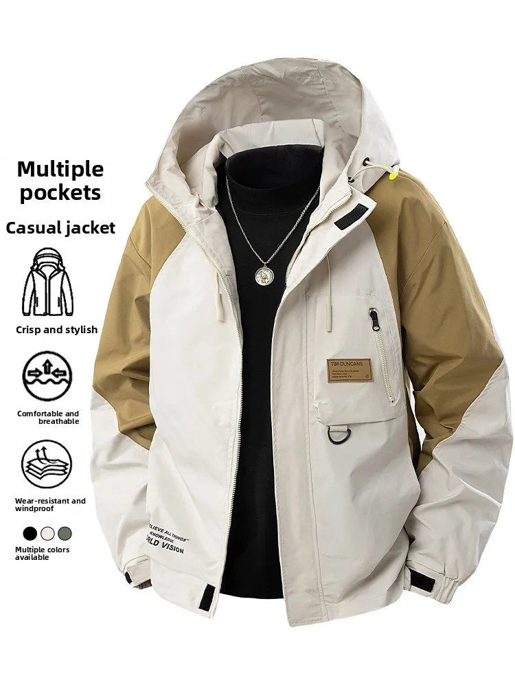 

Men's Outdoor Workwear Jaet Spring Autumn 2025 New Sle Water Resistant Hooded Windproof Zipper Closure Long Sve Casual...